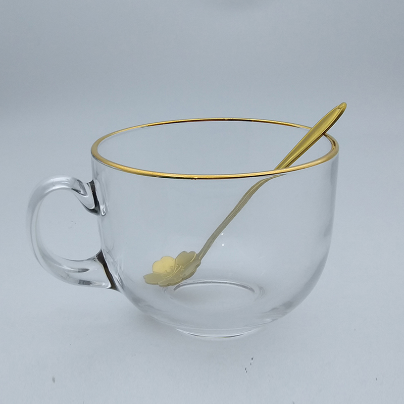九翔玻璃金边杯日式金边牛奶杯玻璃燕麦杯早餐杯燕麦家用透明茶水杯咖啡杯详情图3