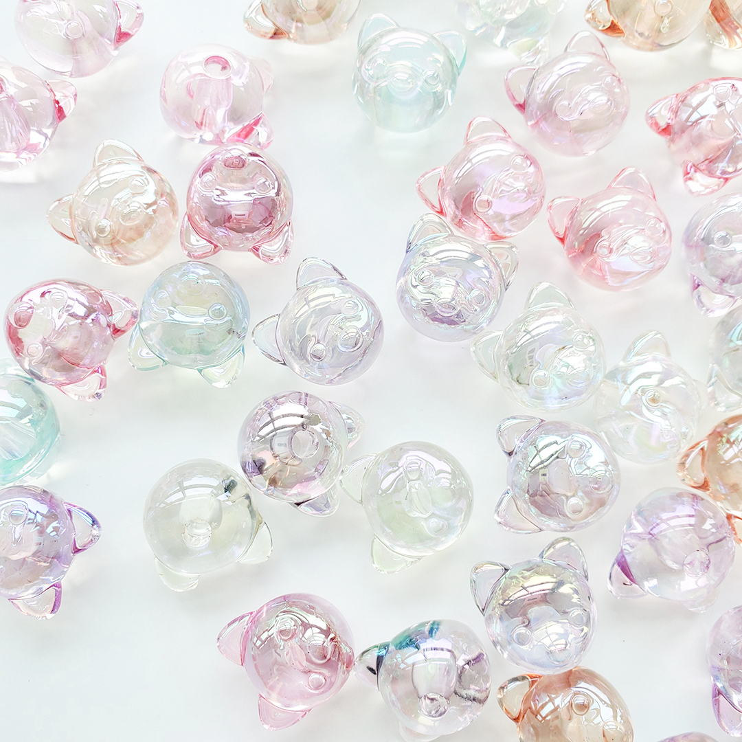 Chen Ming Accessories Acrylic transparent seven-color small dog head half-hole scattered beads dazzling summer hair accessory half-hole beads Item Picture