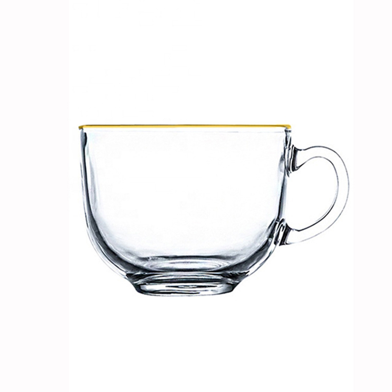九翔玻璃金边杯日式金边牛奶杯玻璃燕麦杯早餐杯燕麦家用透明茶水杯咖啡杯详情图2