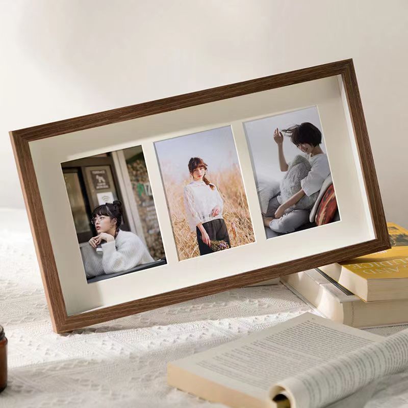 Photo frame display stand, multi-piece connected combination of wooden portrait frame, photo washing, creative decorative wall hanging item for living room and room