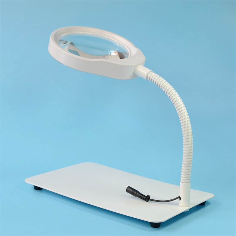 Desktop magnifying glass with light PD-032C optical white glass 10x 127mm adjustable LED ring light Item Picture