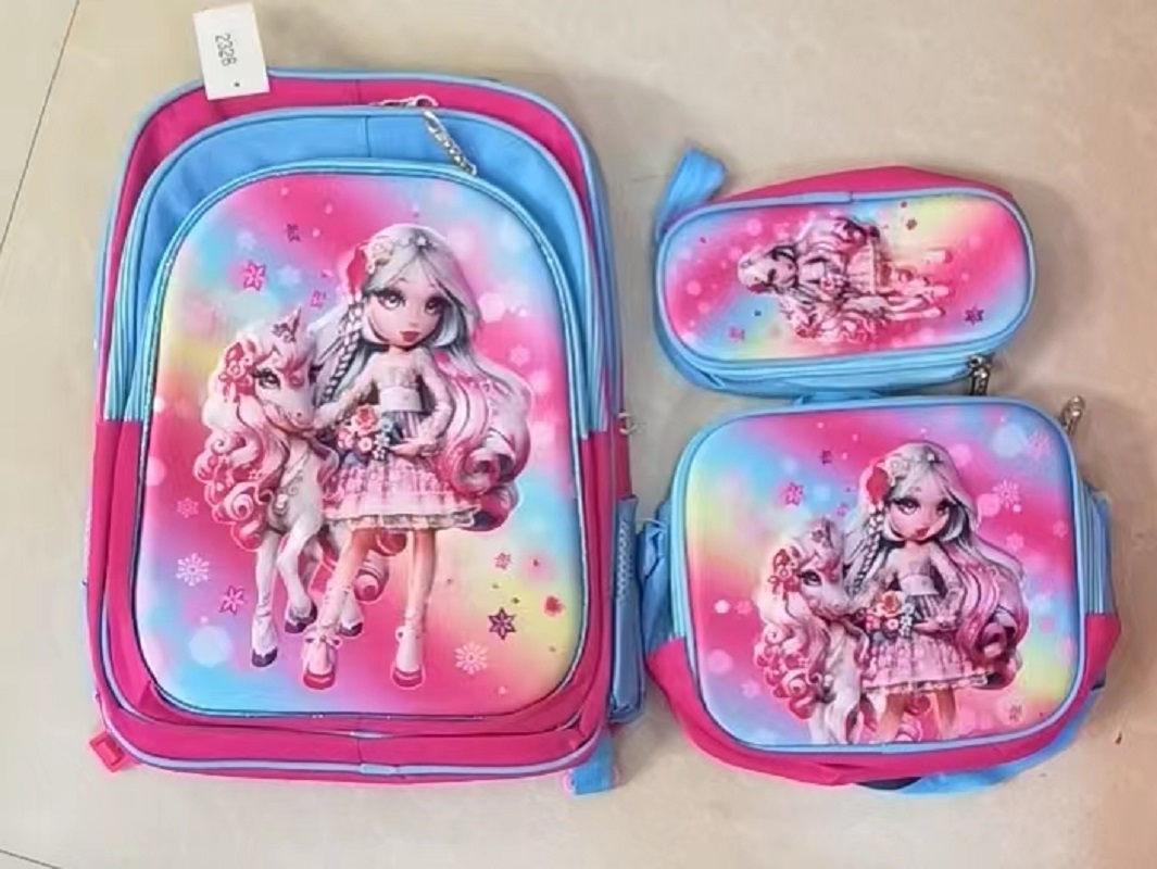 A three-piece schoolbag for a girl