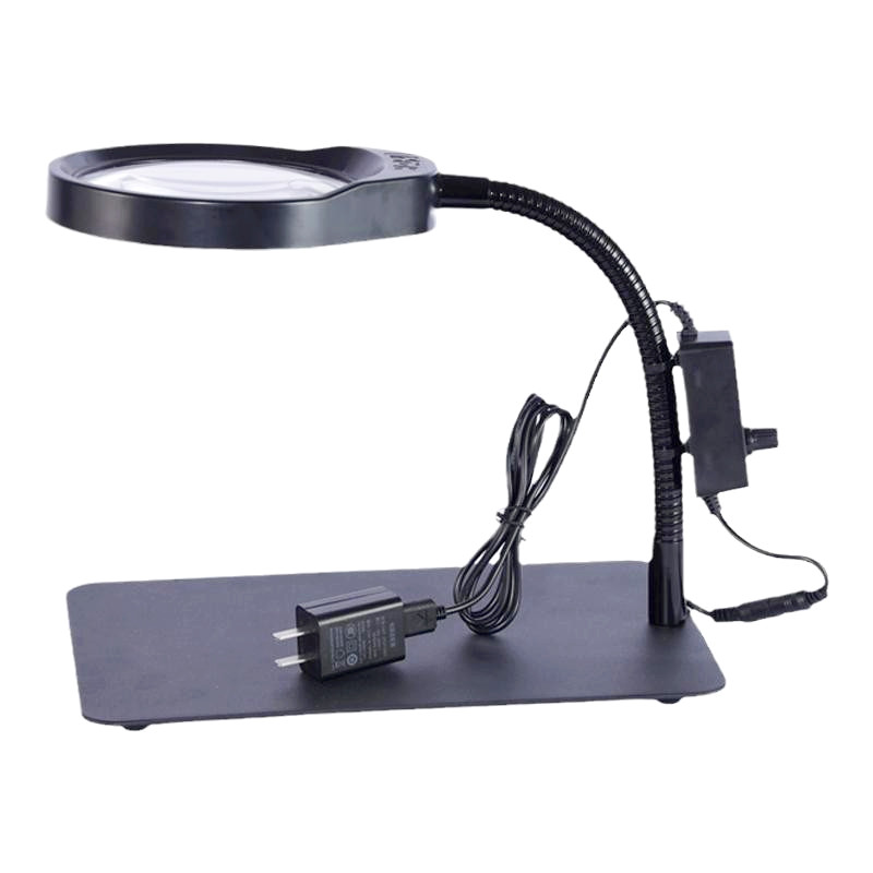 Desktop magnifying glass with light PD-032C optical white glass 10x 127mm adjustable LED ring light Specification image