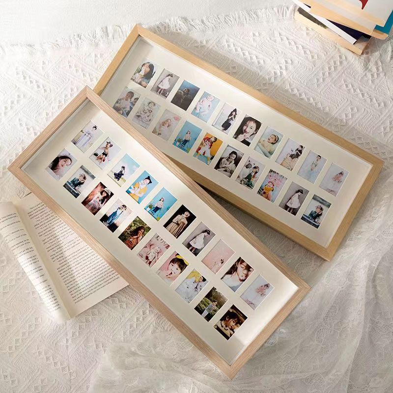 Photo frame display stand, multi-piece connected combination of wooden portrait frame, photo washing, creative decorative wall hanging item for living room and room Specification image