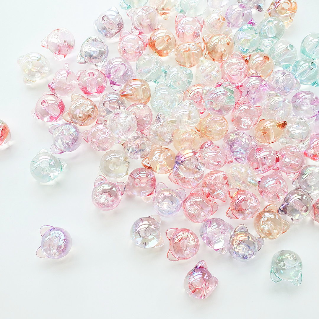 Chen Ming Accessories Acrylic transparent seven-color small dog head half-hole scattered beads dazzling summer hair accessory half-hole beads Specification image
