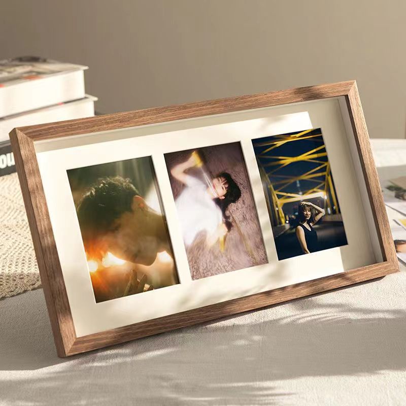 Photo frame display stand, multi-piece connected combination of wooden portrait frame, photo washing, creative decorative wall hanging item for living room and room Item Picture