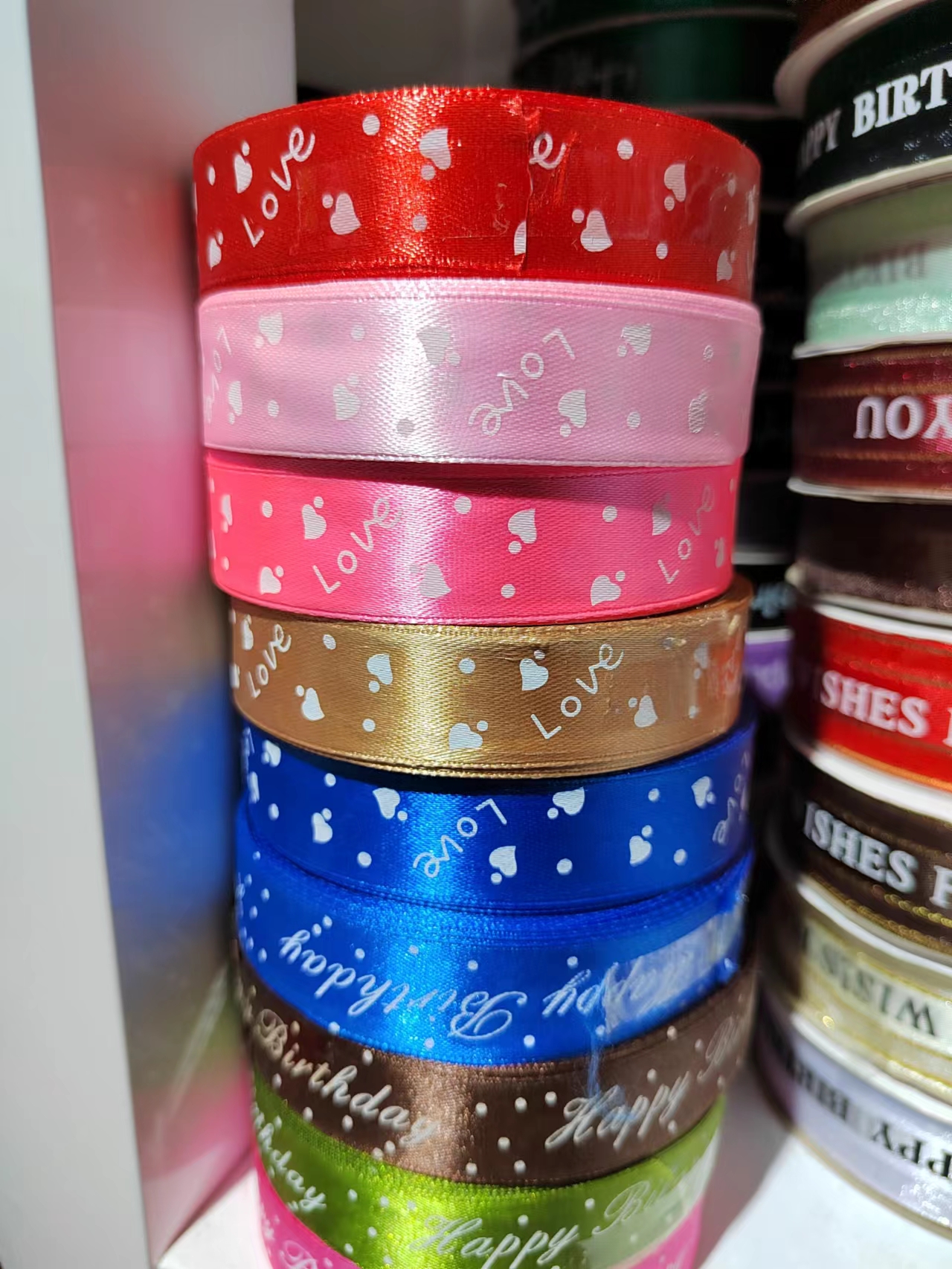 Printed heart satin ribbon webbing webbing webbing