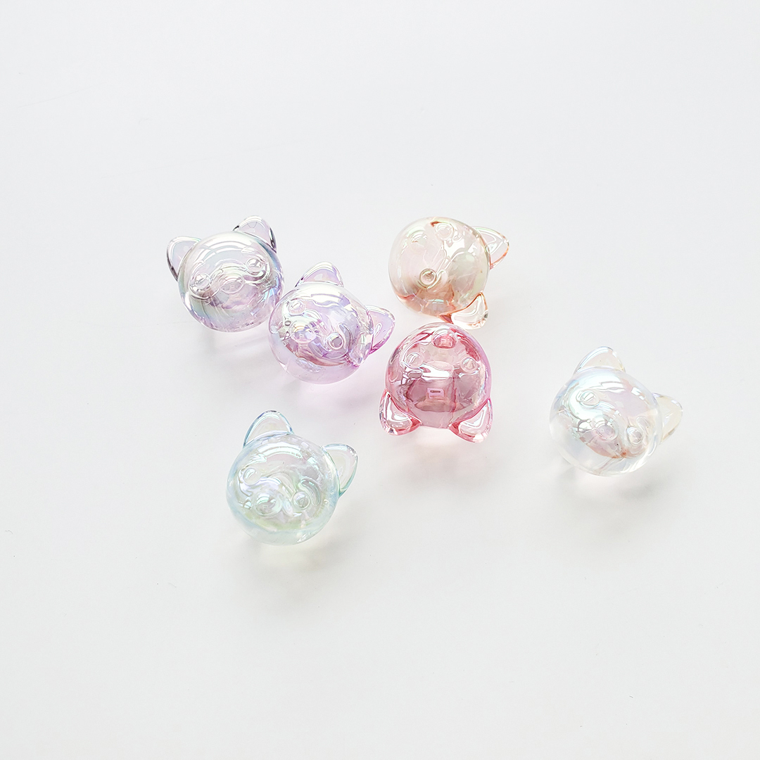 Chen Ming Accessories Acrylic transparent seven-color small dog head half-hole scattered beads dazzling summer hair accessory half-hole beads details Picture
