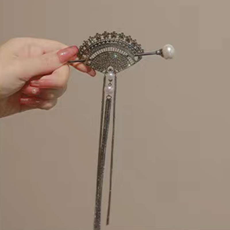 Internet-famous fan hairpins, internet-famous beautiful and romantic Han Xu accessories details Picture