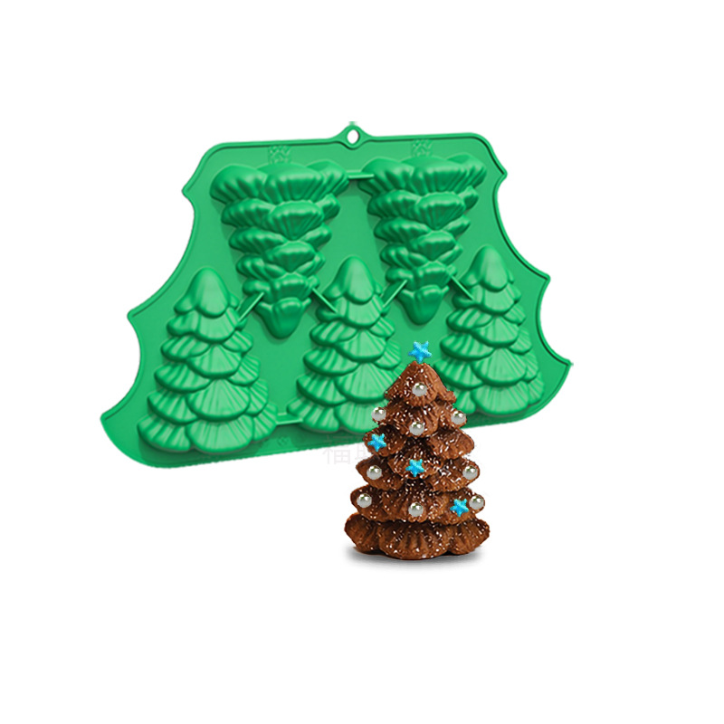 圣诞节新品5连巧克力模具 硅胶食品蛋糕烤盘 圣诞树冰格气氛装饰详情图1
