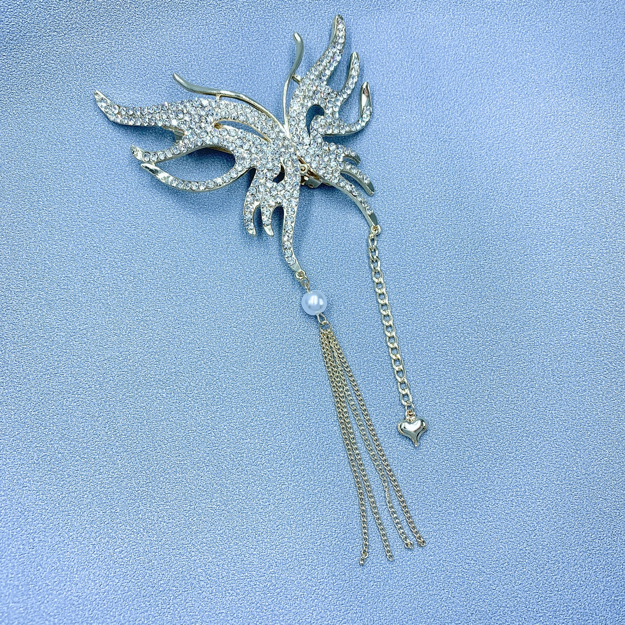 The popular butterfly tassel spring clip is a beautiful and romantic Han Xu accessory Specification image