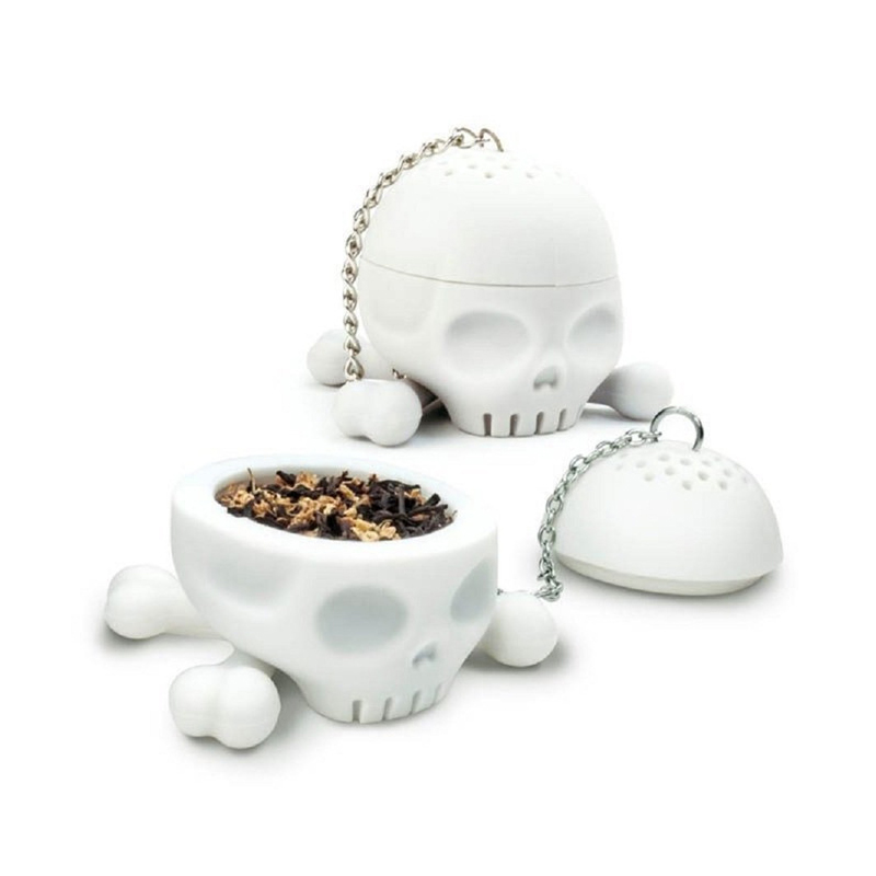 创意白色骷髅头泡茶器 硅胶茶漏茶滤器骷髅骨造型泡茶工具 厂家直销现货批发图