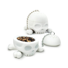 创意白色骷髅头泡茶器 硅胶茶漏茶滤器骷髅骨造型泡茶工具 厂家直销现货批发