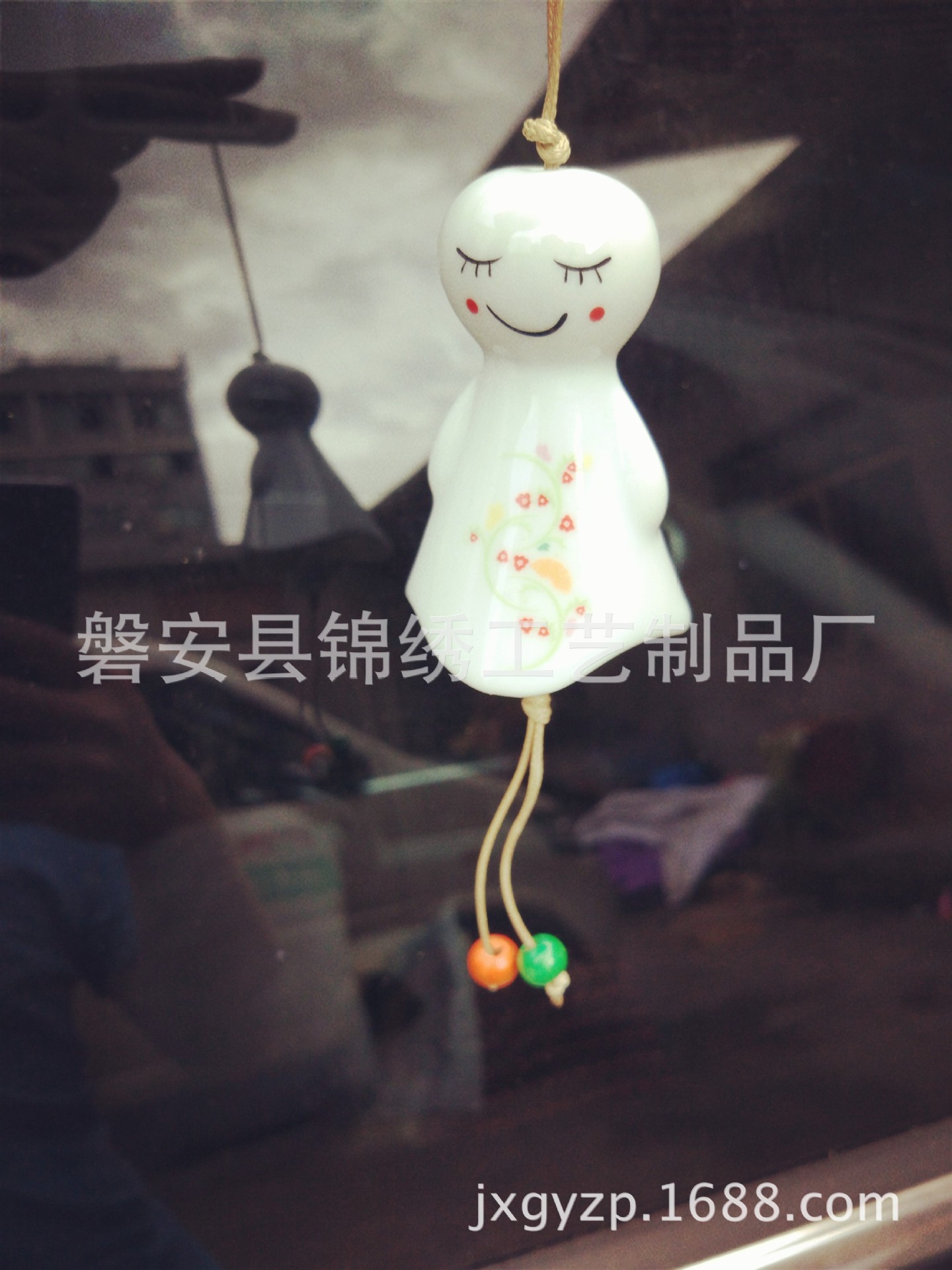 Hot-selling ceramic sunny day doll wind chime, sunny day doll pendant, car hanging, home decoration pendant Item Picture