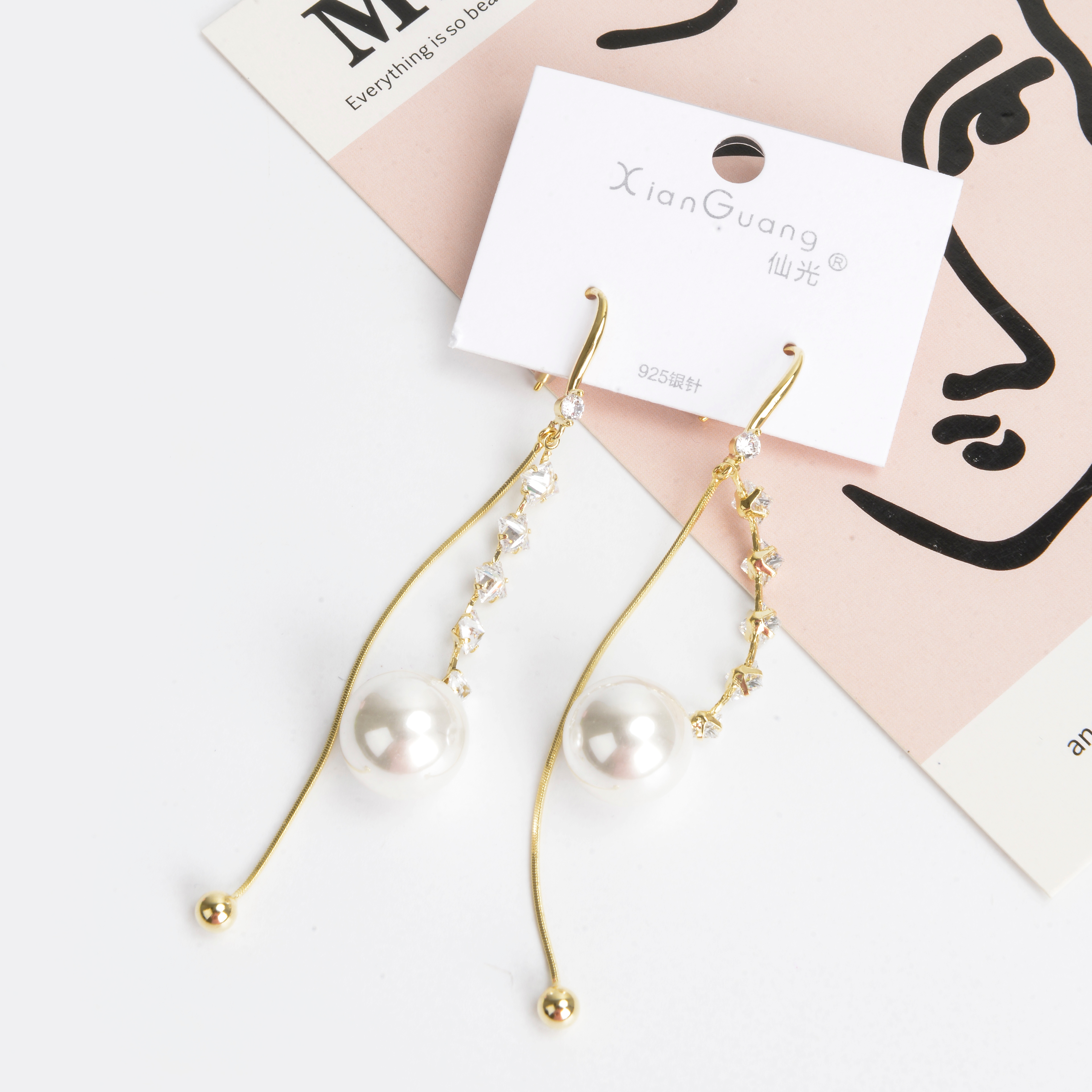 新品耳环小众设计高级感网红耳饰女防过敏925银针珍珠耳环详情3