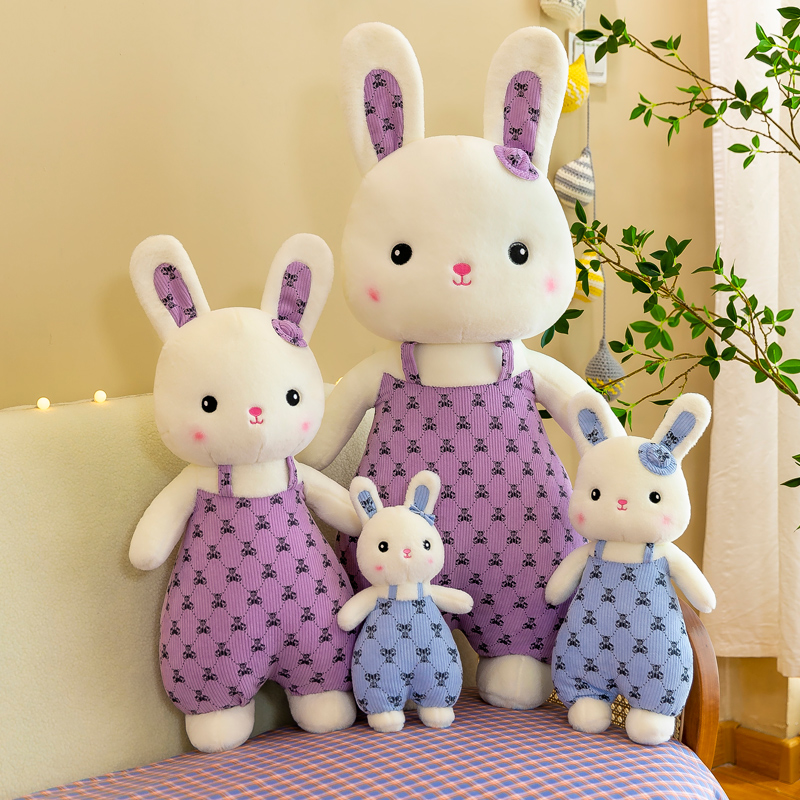 2022 New style overalls rabbit plush toy, cute birthday gift for boys and girls' bedrooms, 40m plush toy details Picture