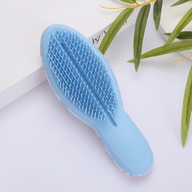 New fashionable Japanese and Korean popular beauty comb, hair comb, airbag comb, massage comb, candy-colored round, wide, round handle, close-toothed, long and short toothed comb, silicone 19 details Picture