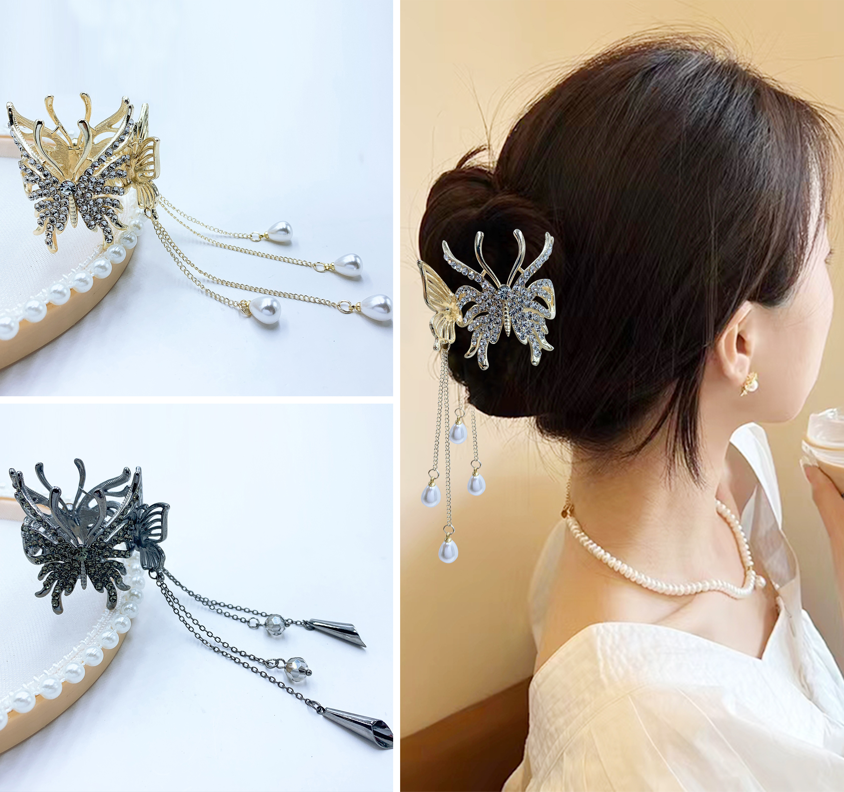 The popular tassel butterfly high ponytail grab clip is a beautiful and romantic Korean-style accessory