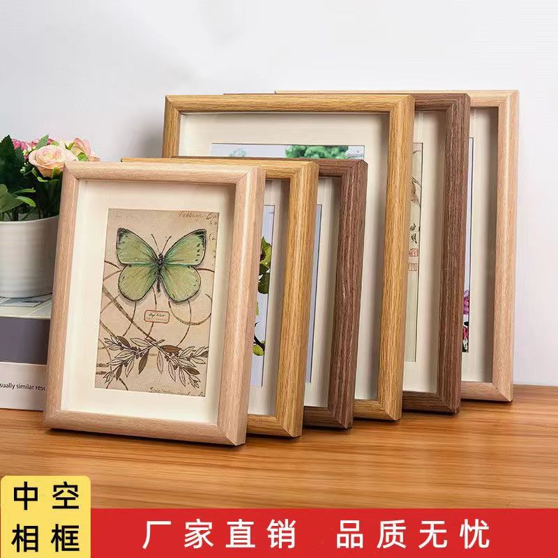 Photo printing with photo frame, 6-inch solid wood wall-mounted custom, custom developed photo album based on provided pictures, 8-inch three-dimensional hollow display table details Picture