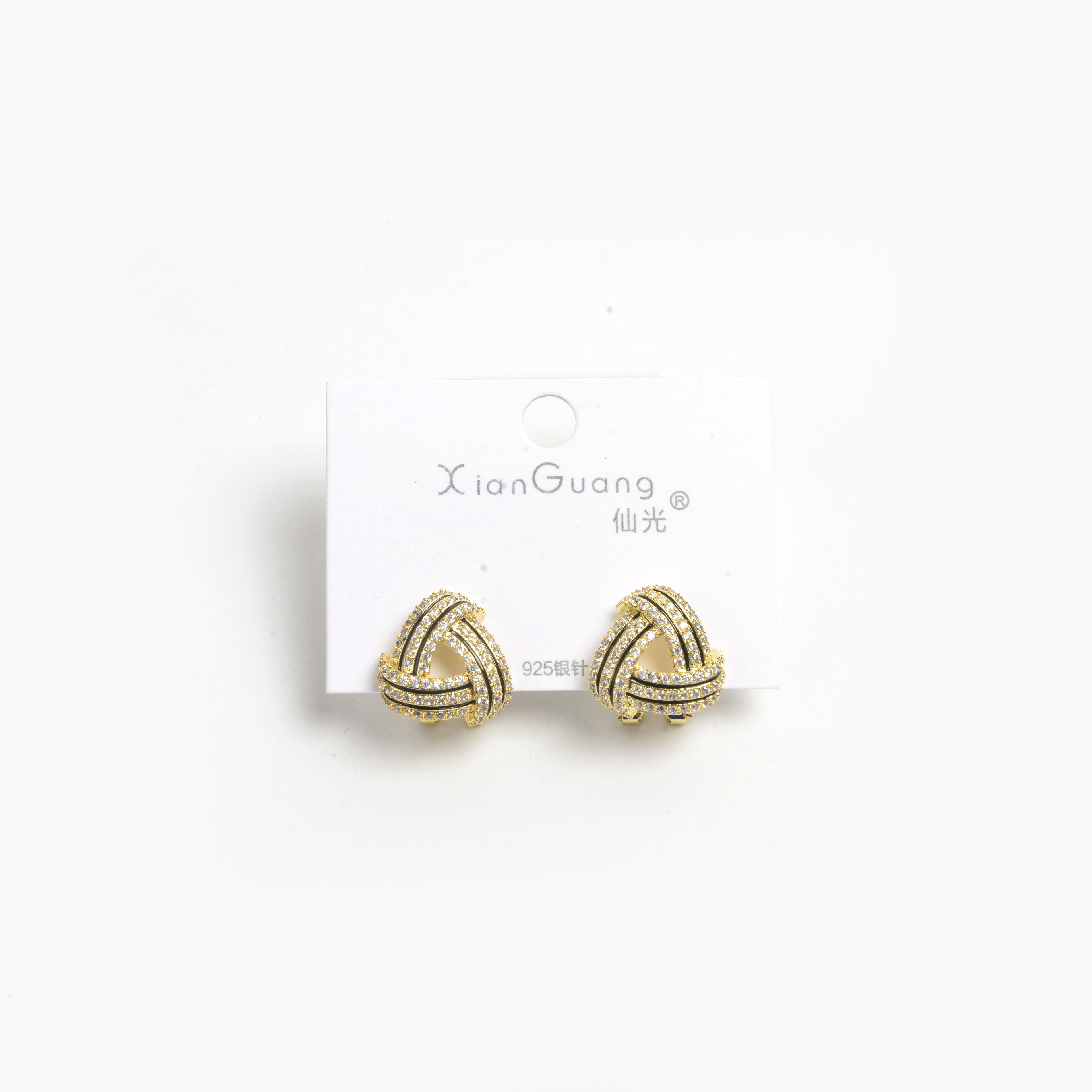 新品耳环小众设计高级感法式耳饰女防过敏925银针人三角形带钻时尚耳钉详情1