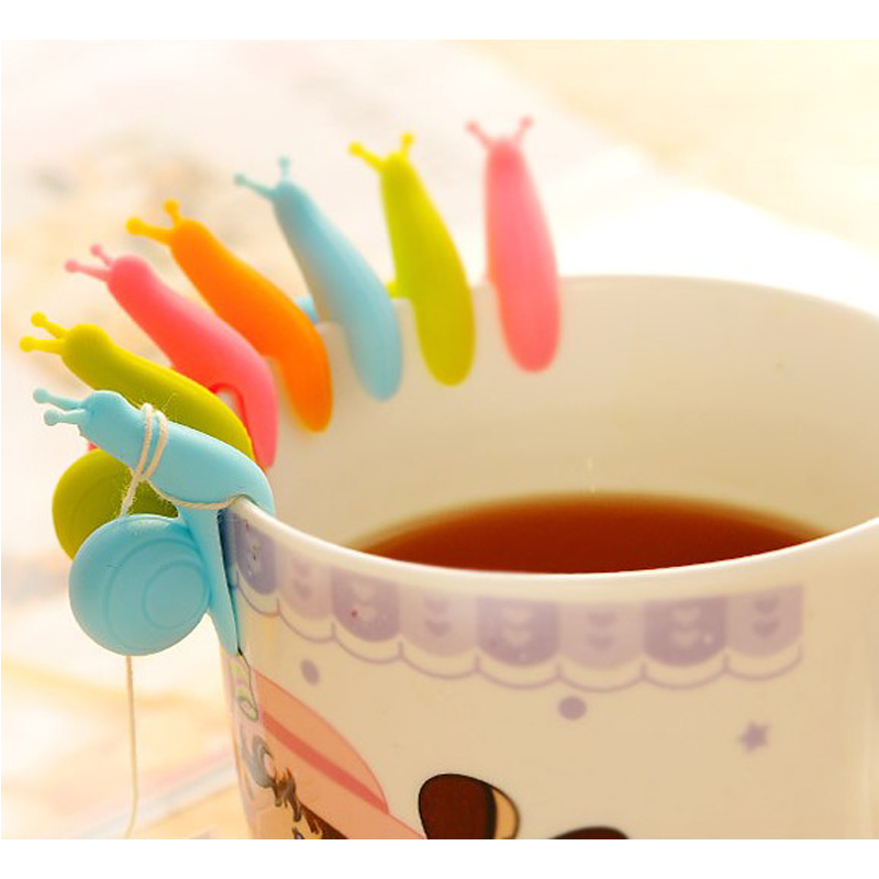 马卡龙可爱蜗牛松鼠硅胶挂茶包聚会杯子区分夹子杯子边缘装饰挂件