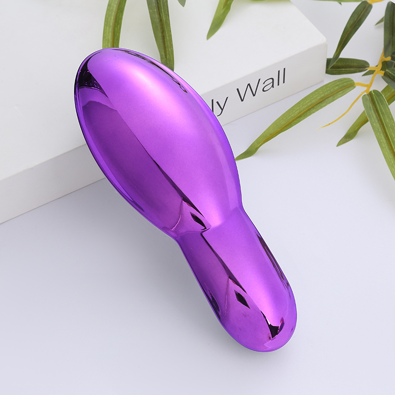 New fashionable Japanese and Korean popular beauty comb, hair comb, airbag comb, massage comb, candy-colored round, wide, round handle, dense teeth, long and short teeth comb, electroplated 19
