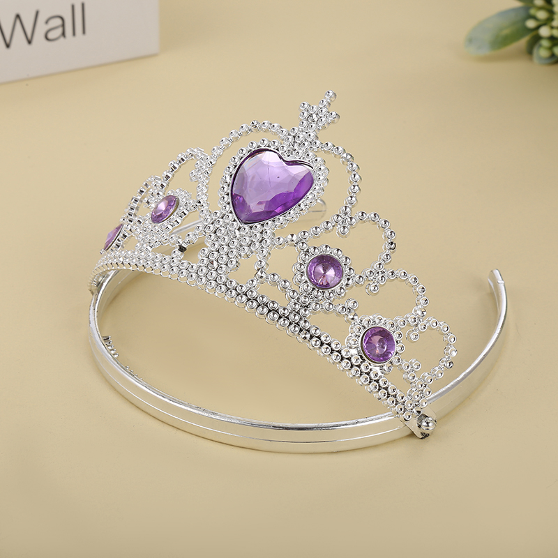 A medium-sized pink birthday princess crown hat with a heart-shaped crown headpiece set details Picture