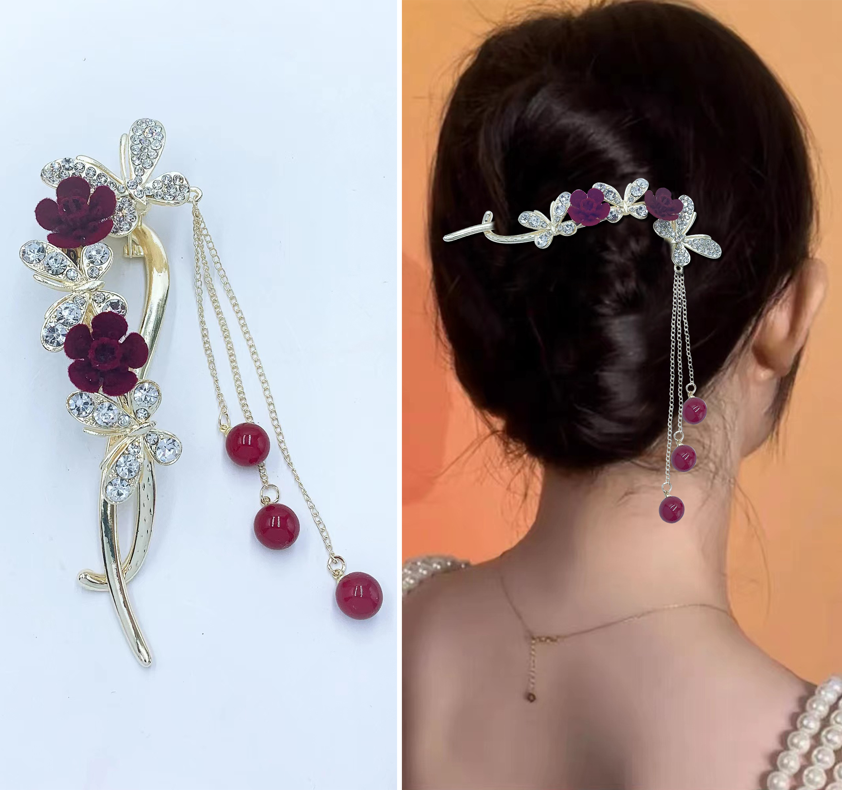 A popular velvet rose twist clip, a beautiful and romantic Korean-style accessory