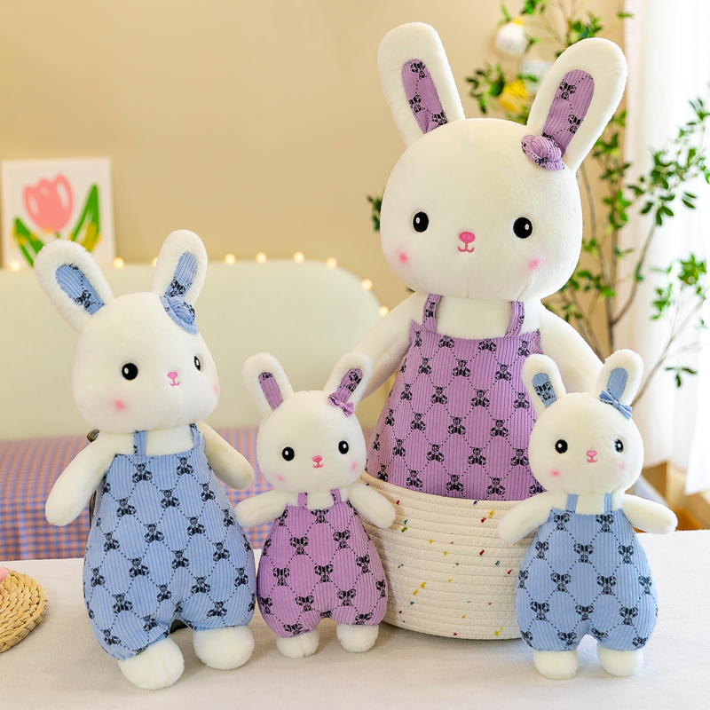 2022 New style overalls rabbit plush toy, cute birthday gift for boys and girls' bedrooms, 40m plush toy