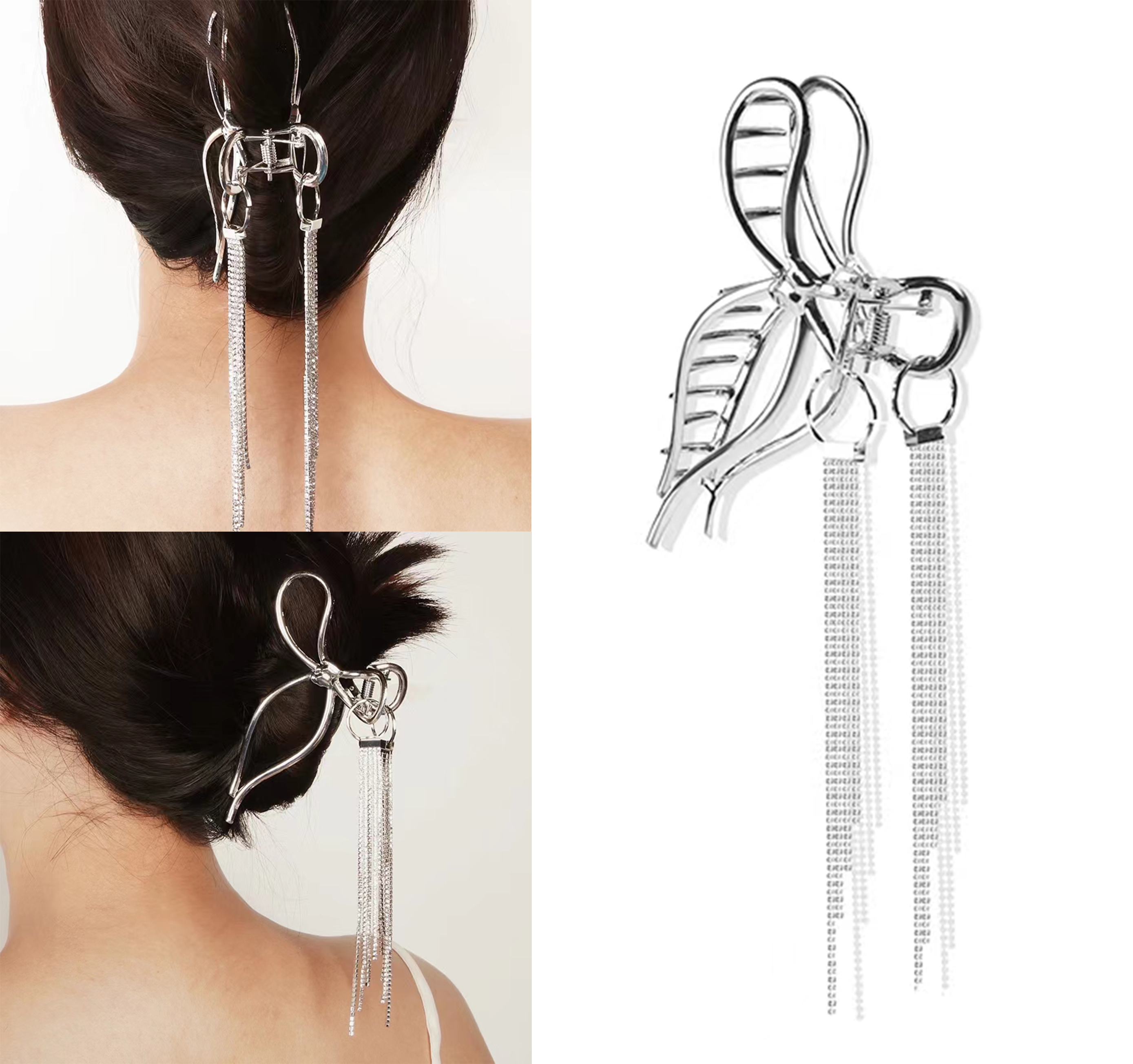 Trendy ribbon tassel grab clip, a beautiful and romantic Korean-style accessory