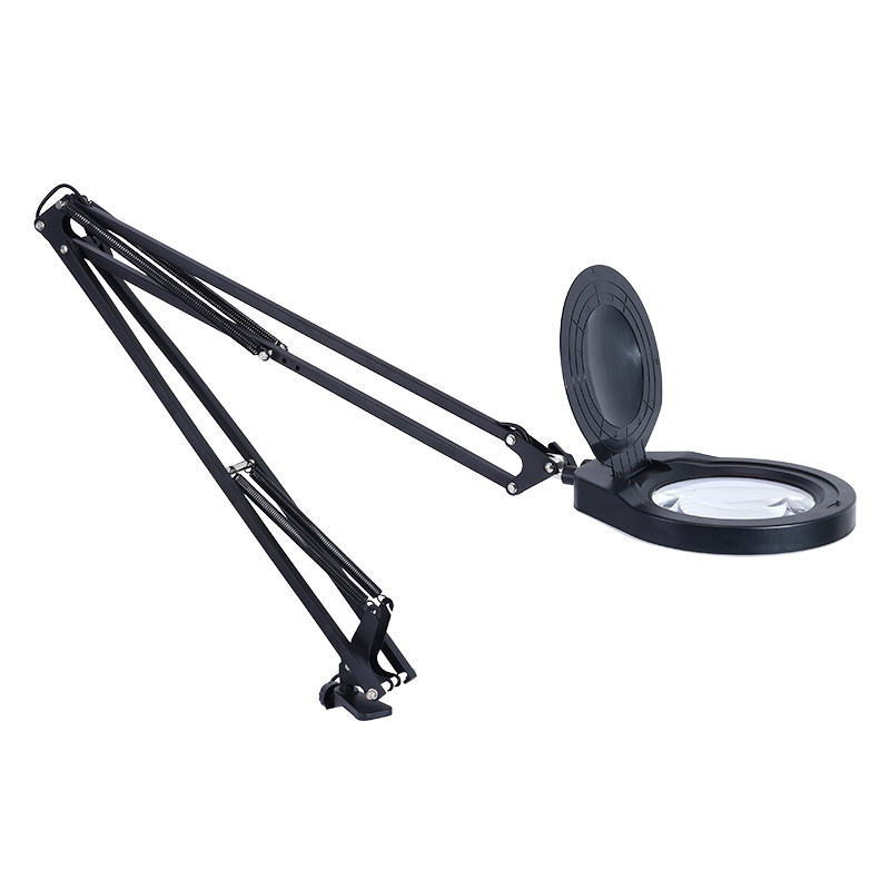 PD550178 long-arm clamp-on 10x magnifying glass work light, 80 high-brightness LED ring lights for illumination, 1000mm stand Item Picture