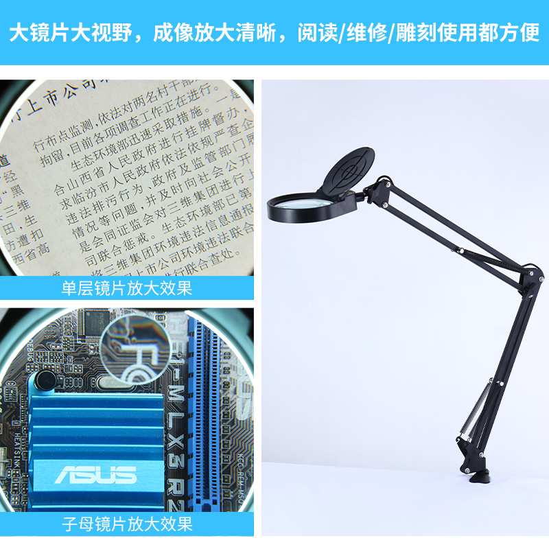 夹子带灯放大/维修微雕篆刻/阅读缝补灯细节图