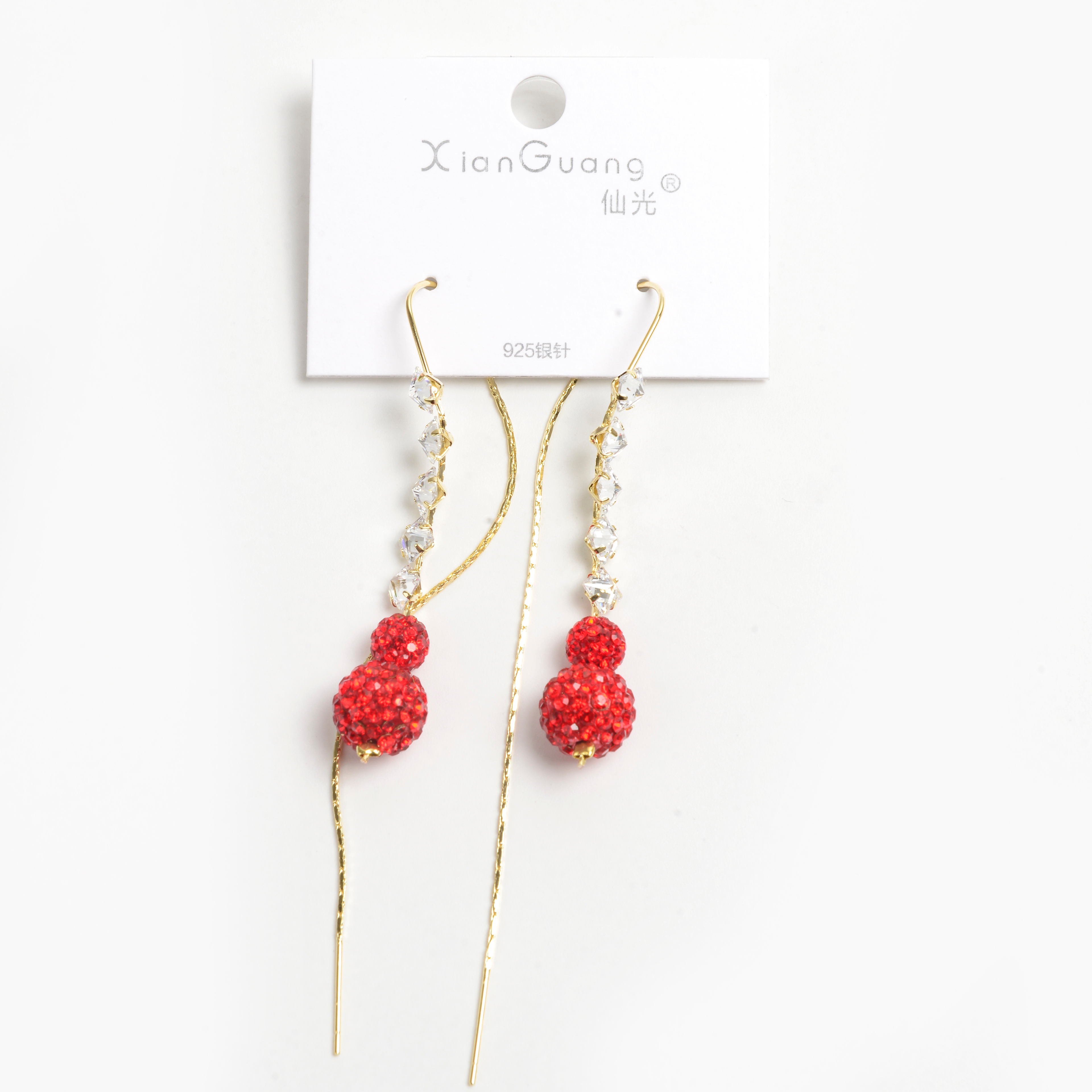 新品耳环小众设计高级感网红耳饰女防过敏925银针葫芦钻石耳环详情1