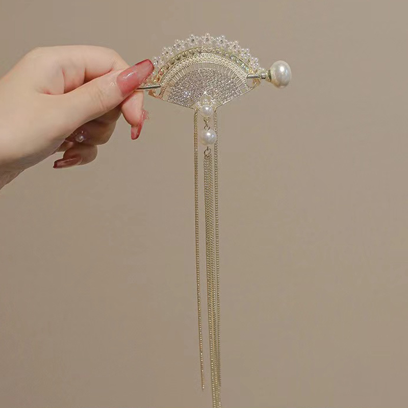 Internet-famous fan hairpins, internet-famous beautiful and romantic Han Xu accessories Specification image