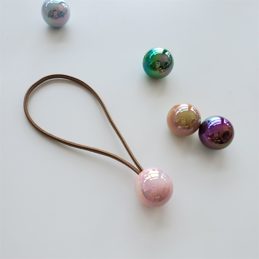 Wholesale of acrylic seven-color shell round beads, loose beads, candy-colored beads, accessories, diy hair tie materials and accessories Item Picture