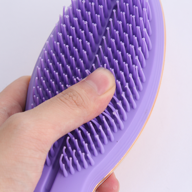 New fashionable Japanese and Korean popular beauty comb, hair comb, airbag comb, massage comb, candy-colored round, wide, round handle, close-toothed, long and short toothed comb, silicone 19 Specification image
