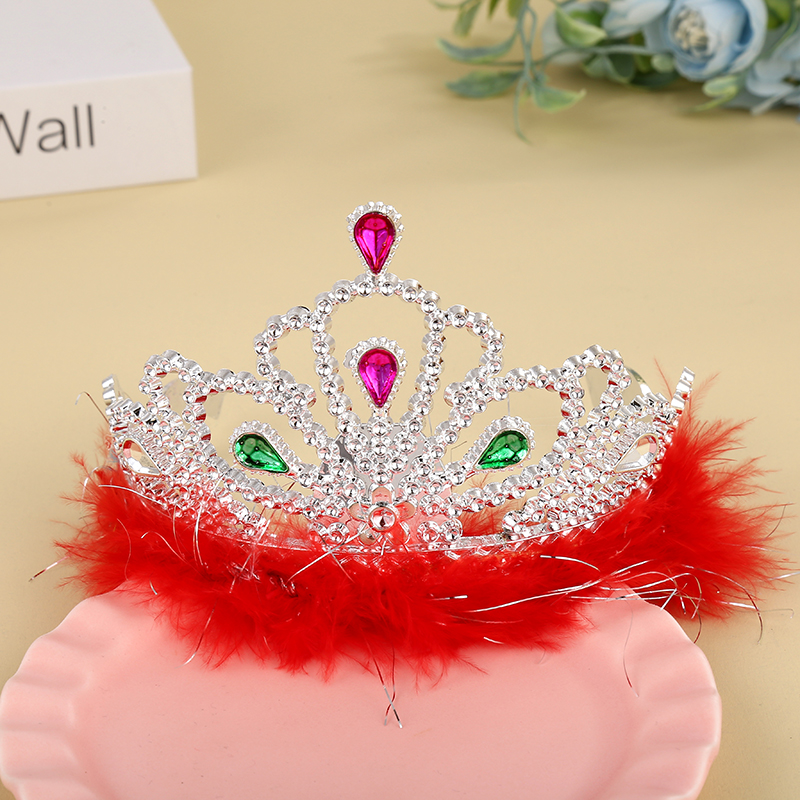 Ordinary crown with fur, princess crown, Korean-style crown for little girls details Picture