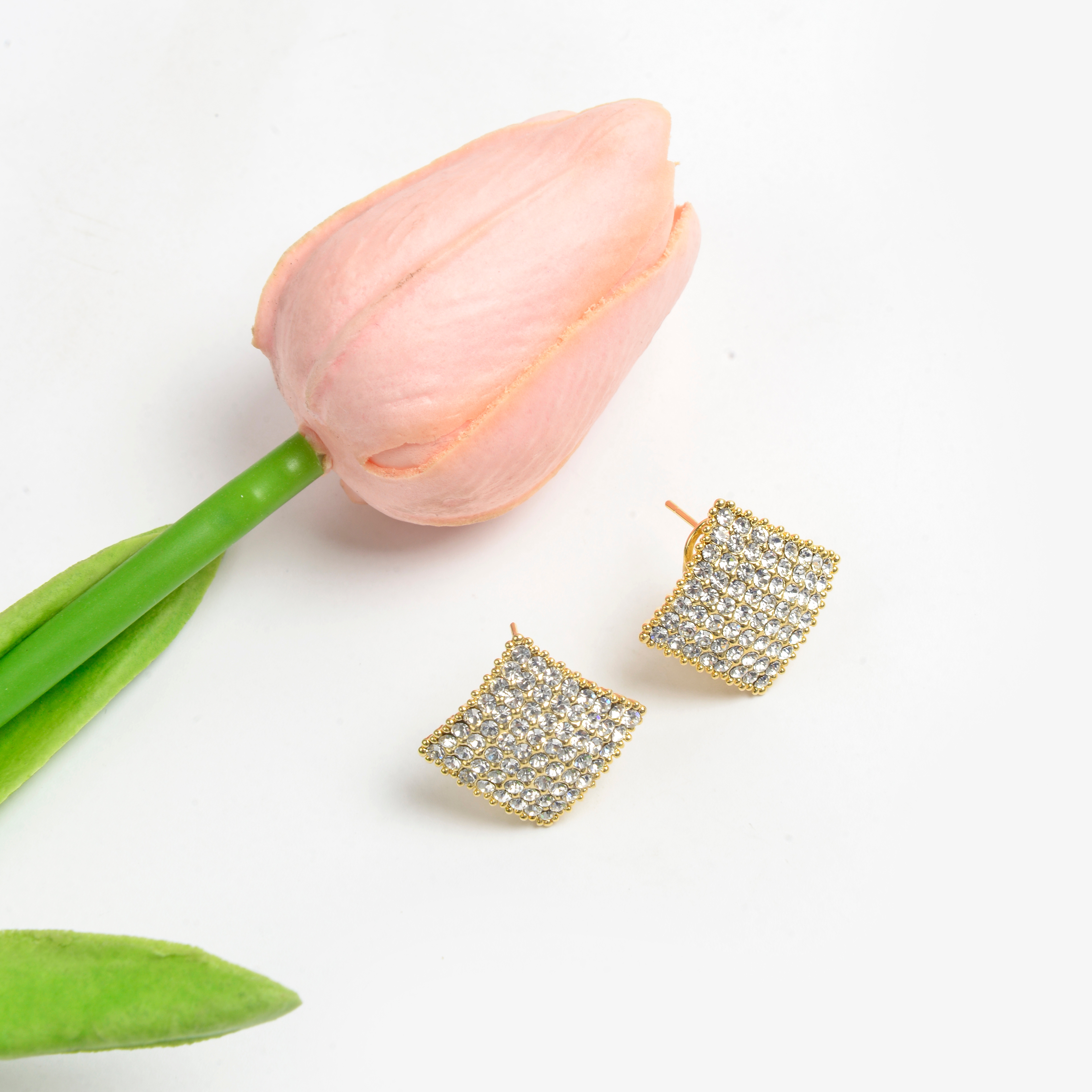 The new earrings feature a niche design with a high-end feel. They are French earrings for women, anti-allergy 925 silver needle, square, starry sky, and fashionable stud earrings with diamonds Application Scenario