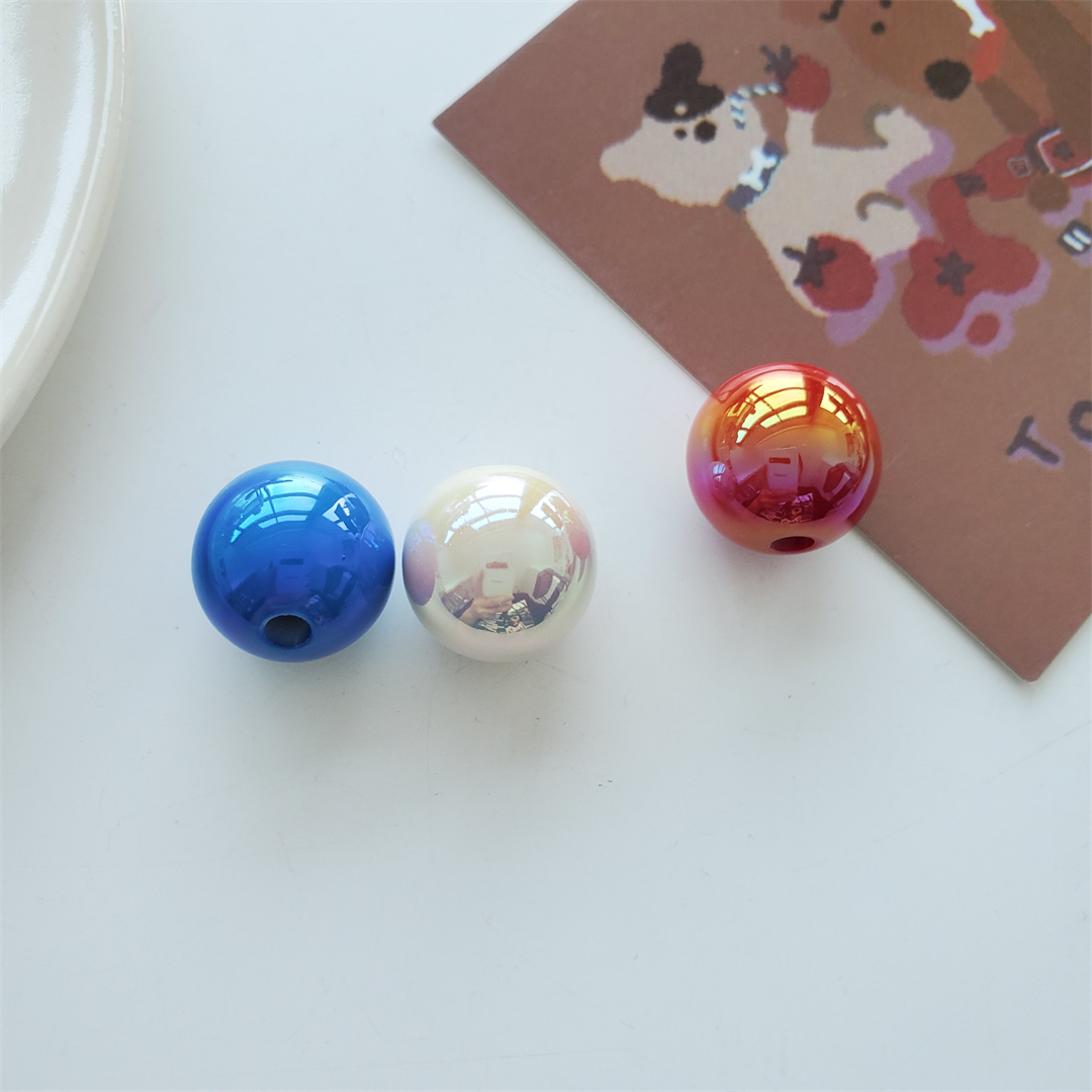 Wholesale of acrylic seven-color shell round beads, loose beads, candy-colored beads, accessories, diy hair tie materials and accessories Specification image