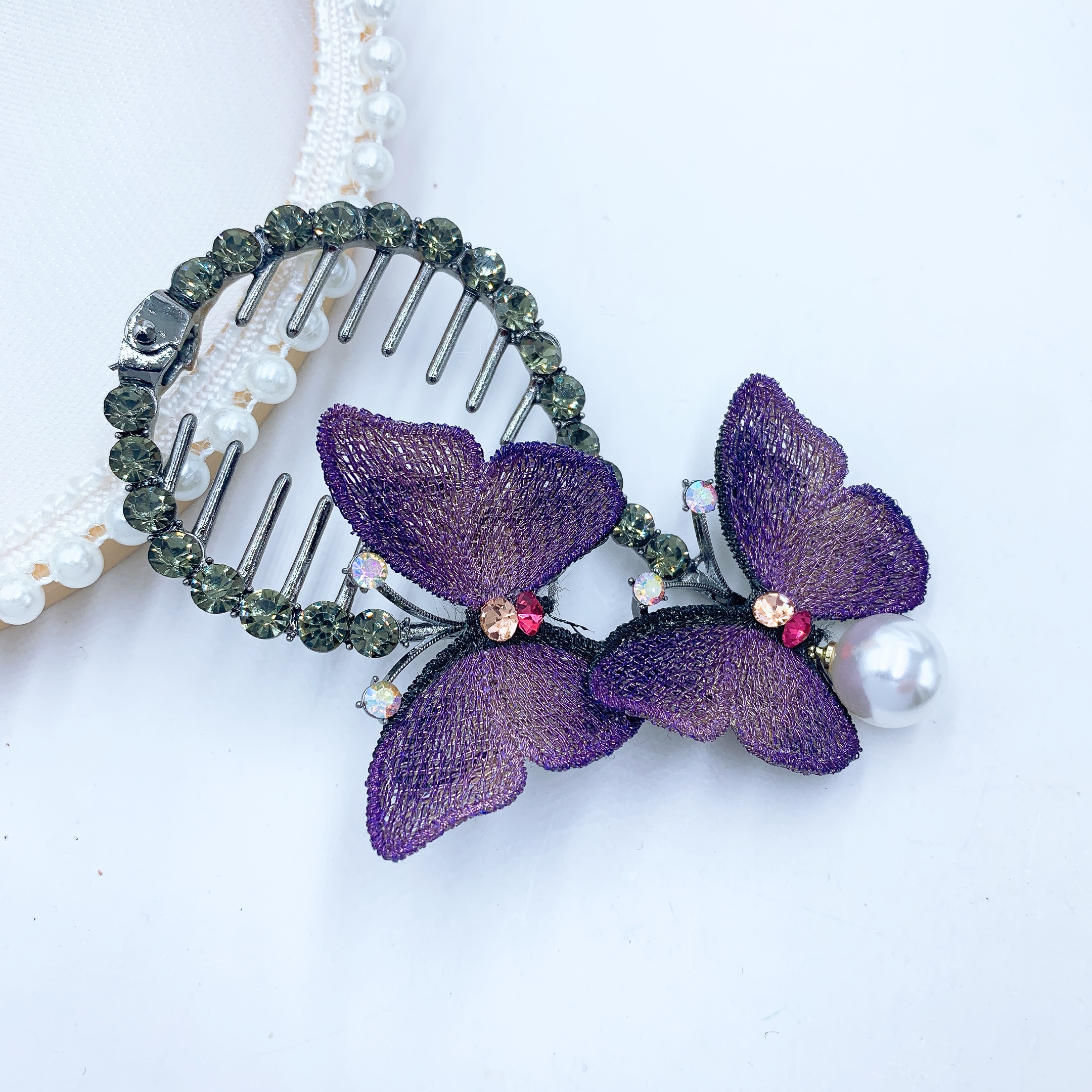 Internet-famous embroidered butterfly bun hairstyle, internet-famous beautiful and romantic Han Xu accessories Specification image