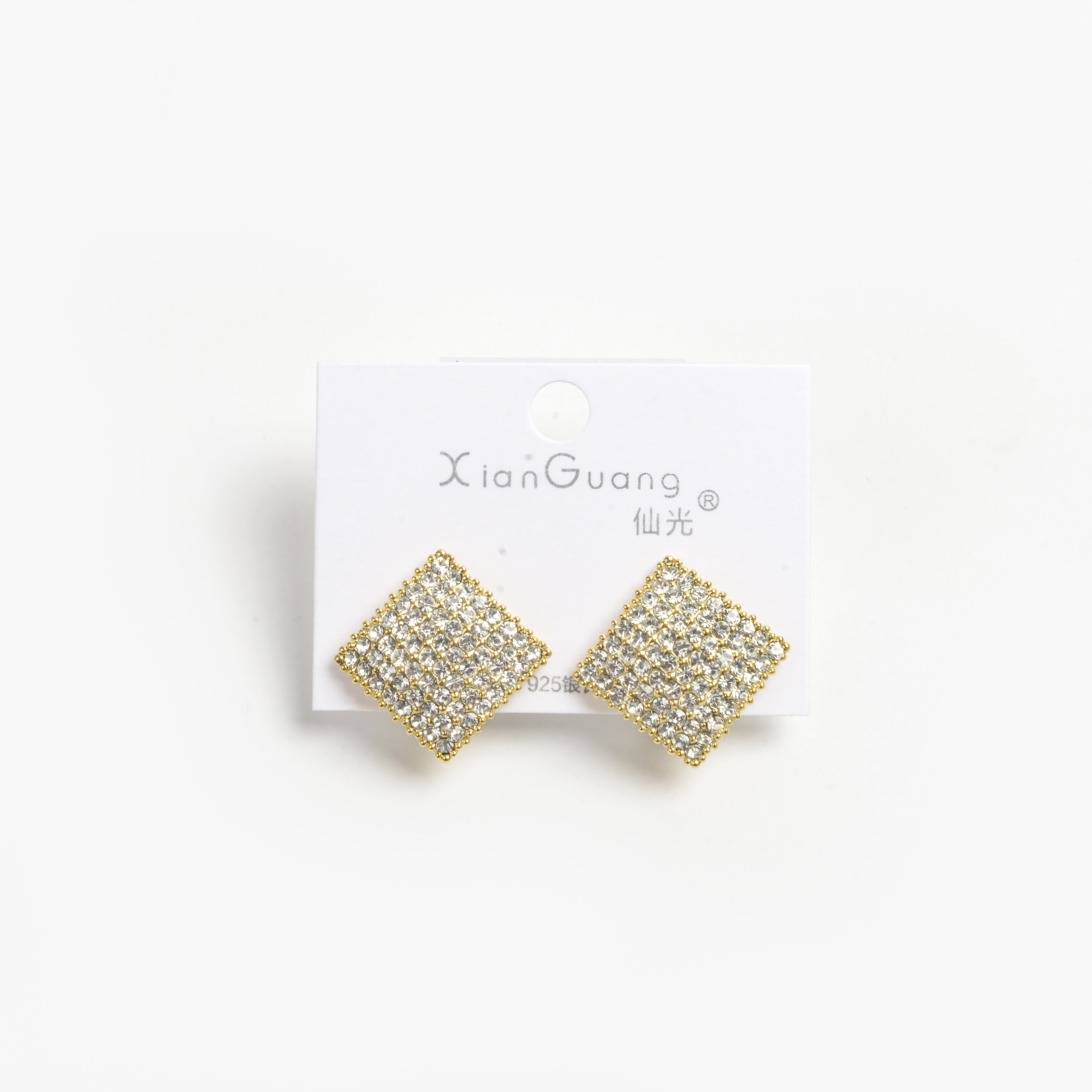 The new earrings feature a niche design with a high-end feel. They are French earrings for women, anti-allergy 925 silver needle, square, starry sky, and fashionable stud earrings with diamonds Item Picture