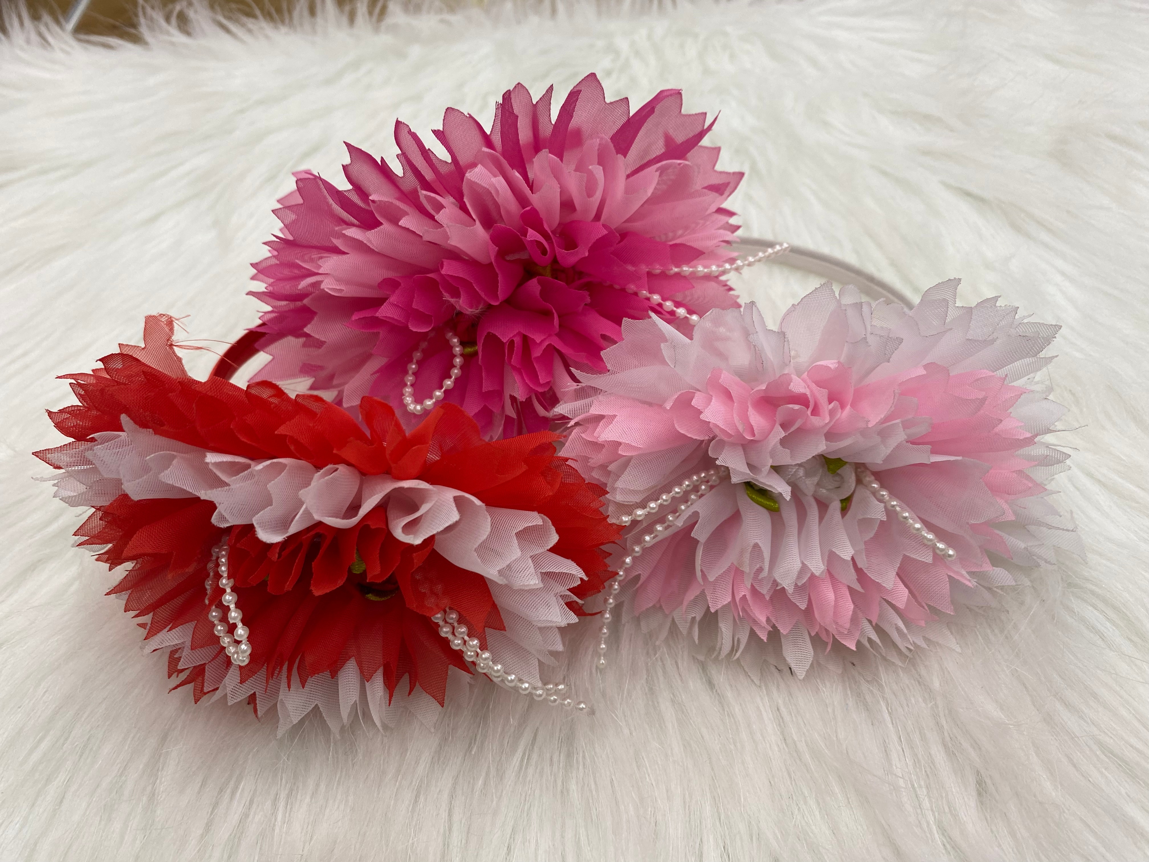 Three-color large and small flowers, beaded headbands, fashionable and versatile, trendy women's hair accessories, popular headwear, Melida accessories