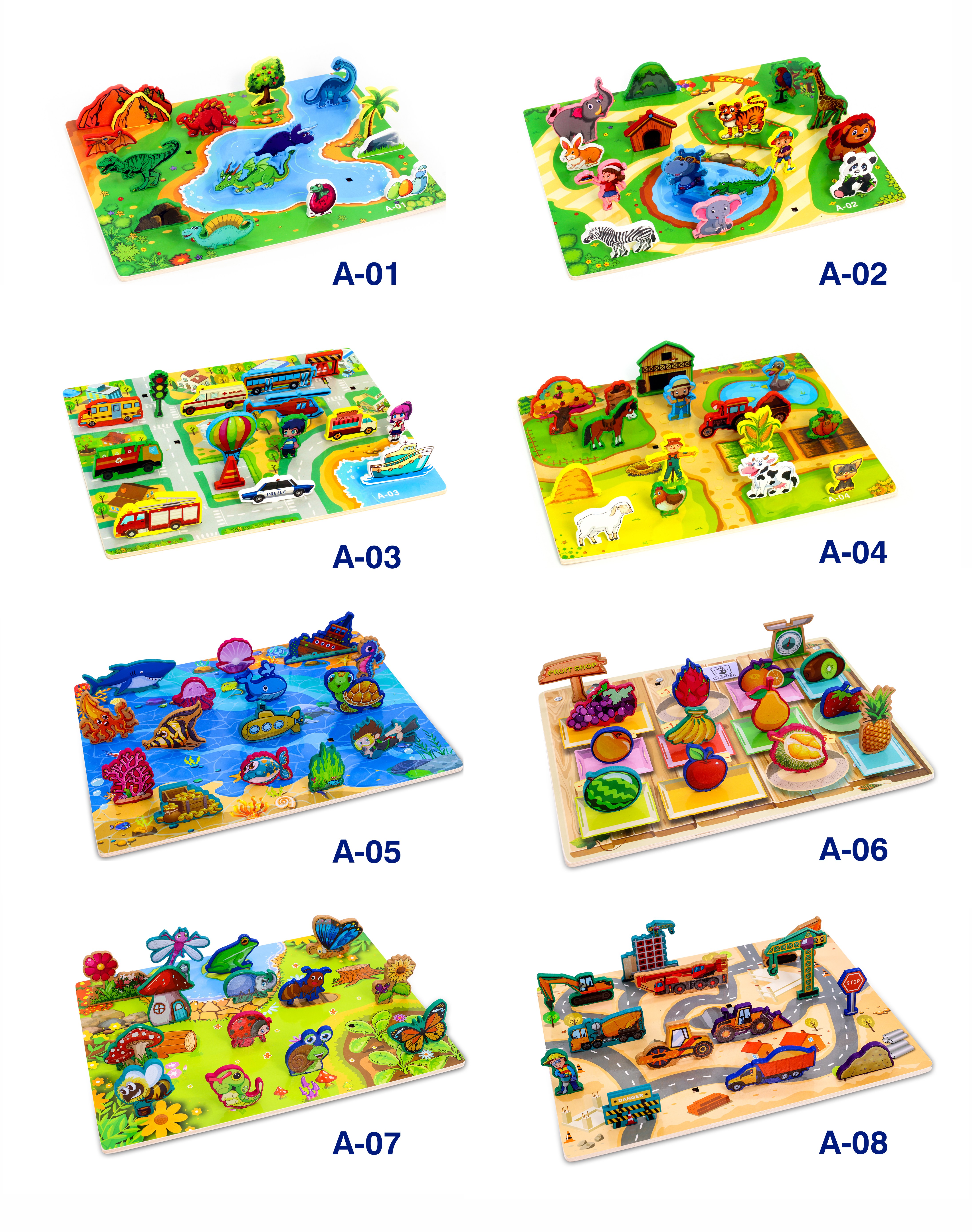 Montessori Early Education Intelligence Scene Dinosaur Puzzle A-01 Item Picture