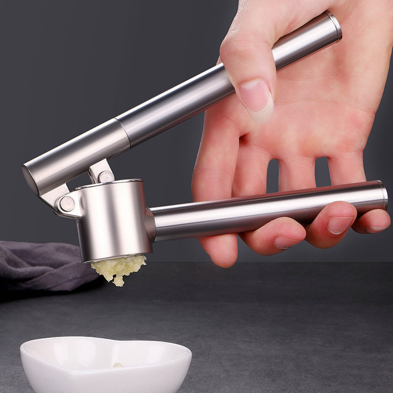 Stainless steel extended garlic squeezer and peeler Item Picture
