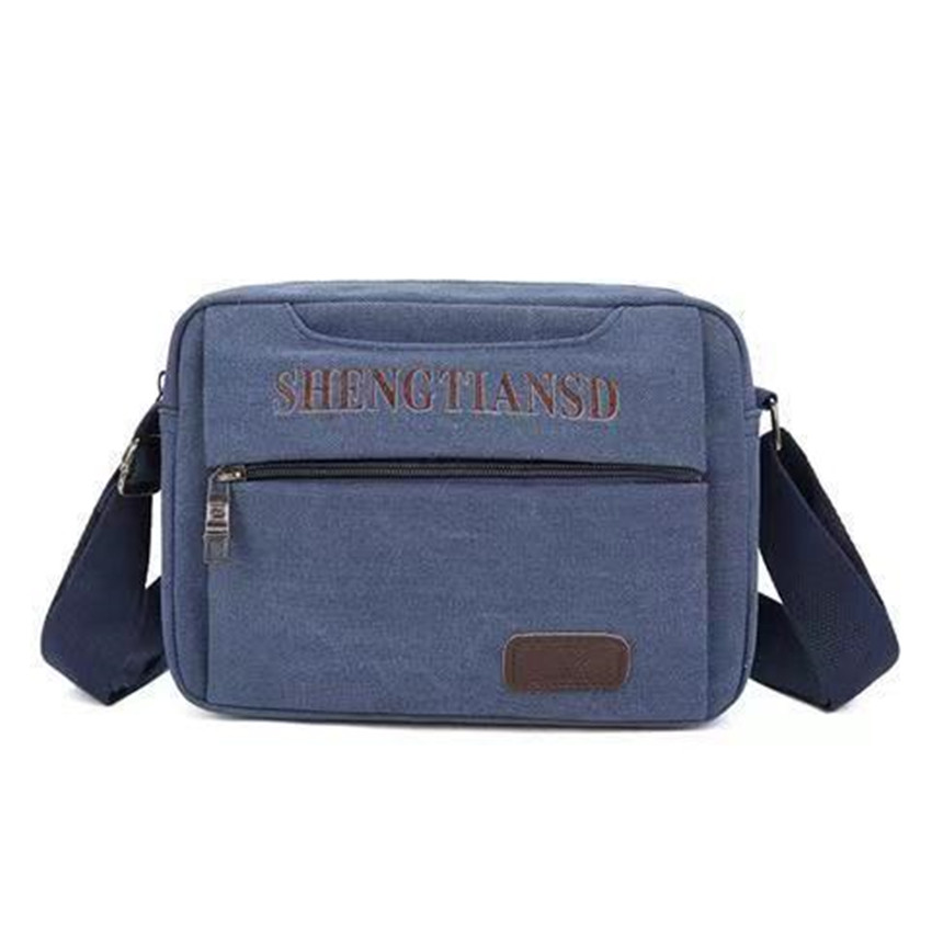 Men's canvas bag, single-shoulder bag, Korean-style trendy casual canvas bag, business vertical outdoor backpack, horizontal crossbody bag details Picture