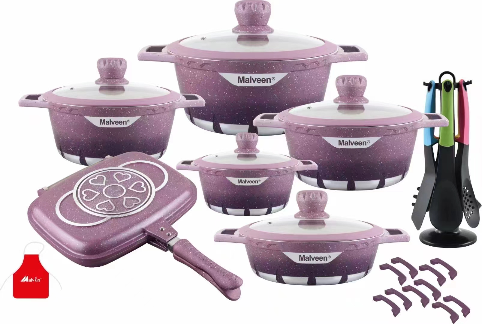 28-piece aluminum soup pot and steak pot color box set