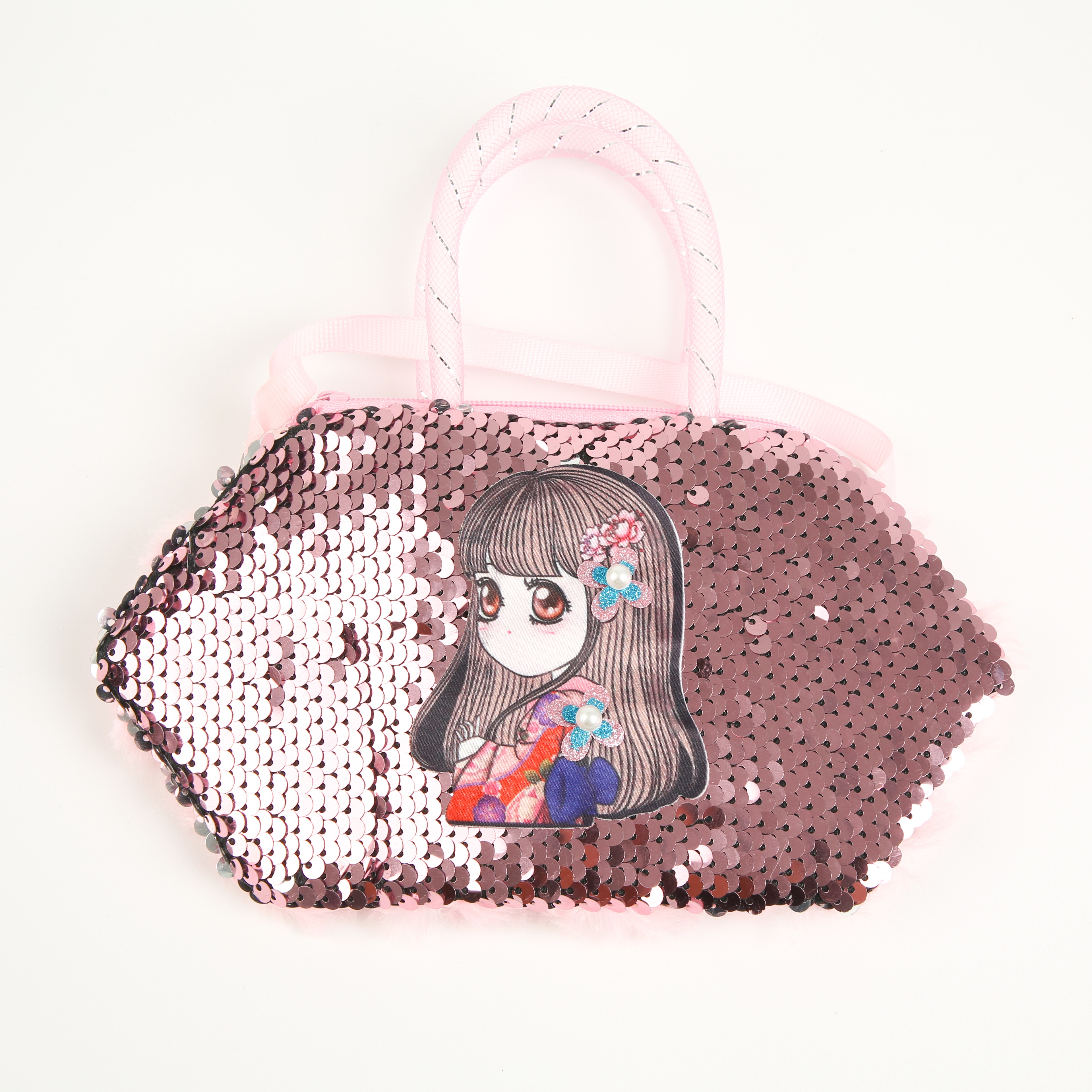 2022 Red sequined diamond-shaped small bag, sequined girls' cute hand-held crossbody bag, children's bag factory direct sales Item Picture
