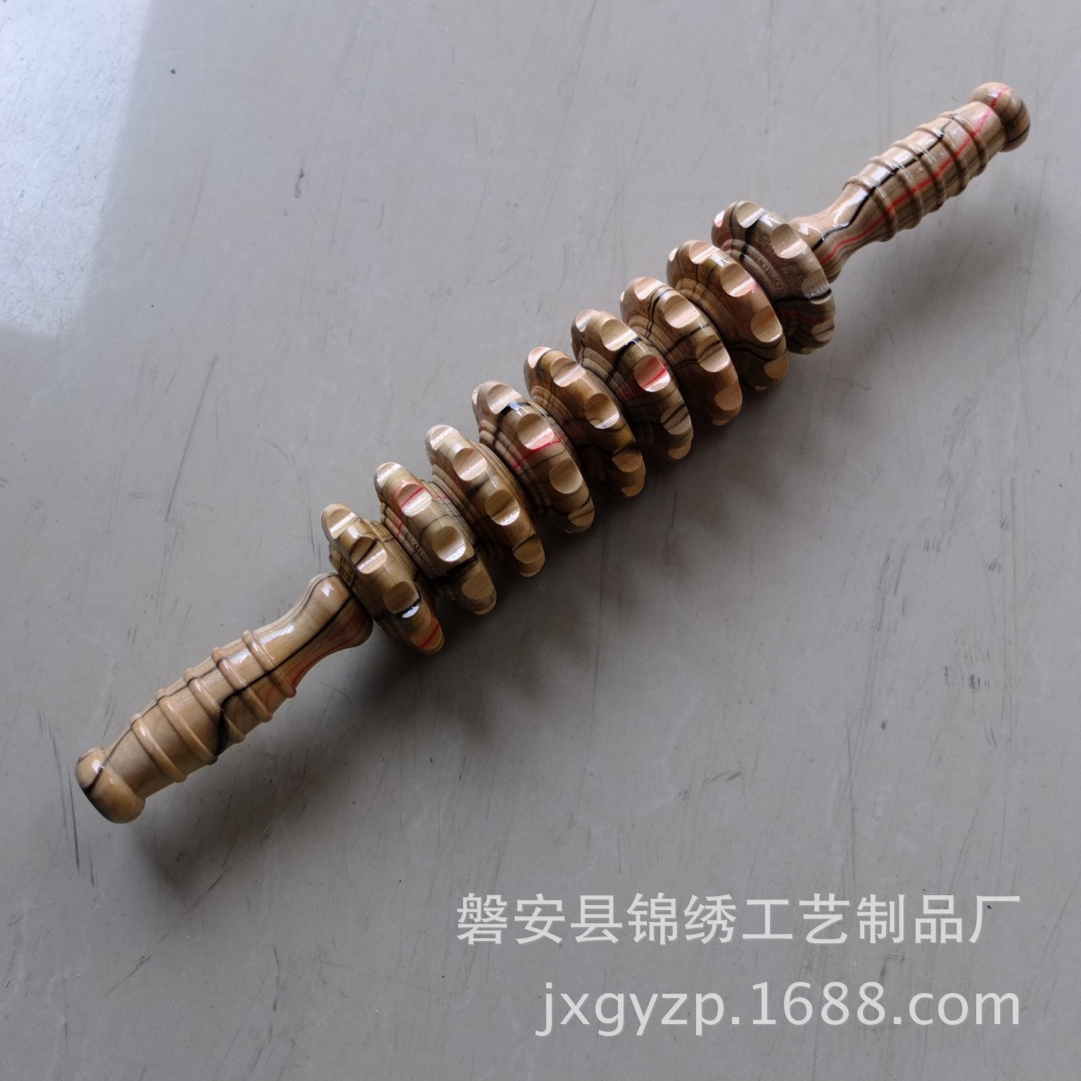 Factory direct sales of wooden roller massage sticks, wooden nine-wheel massage sticks, back and abdominal roller massage Item Picture