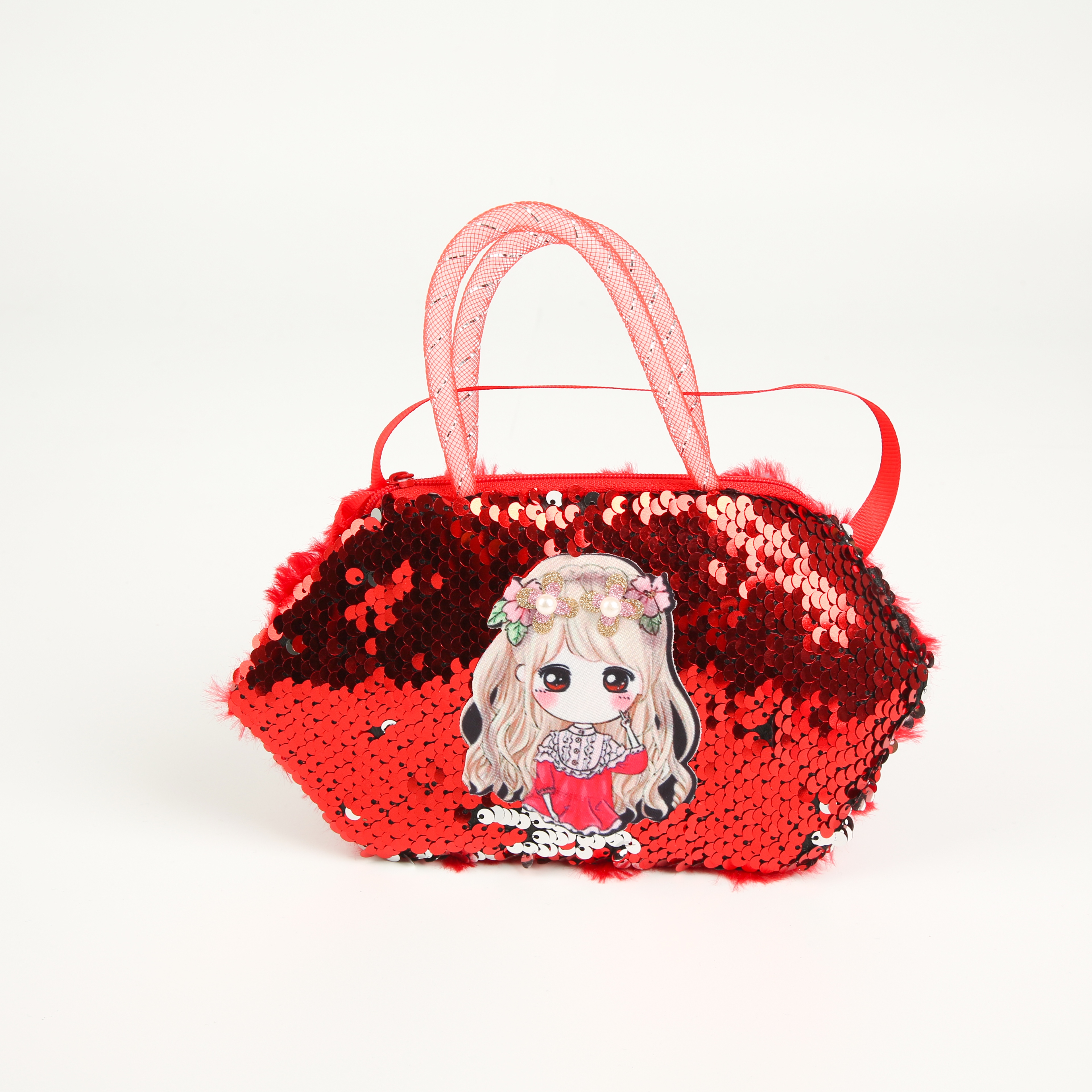 2022 Red sequined diamond-shaped small bag, sequined girls' cute hand-held crossbody bag, children's bag factory direct sales details Picture