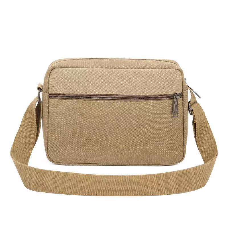 Men's canvas bag, single-shoulder bag, Korean-style trendy casual canvas bag, business vertical outdoor backpack, horizontal crossbody bag Specification image